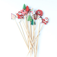 Brochettes de fête pour Pâques et Nouvel An chinois, brochettes en bambou de haute qualité, Père Noël, renne, arbre, apéritif, cupcake, hamburger, gâteau
