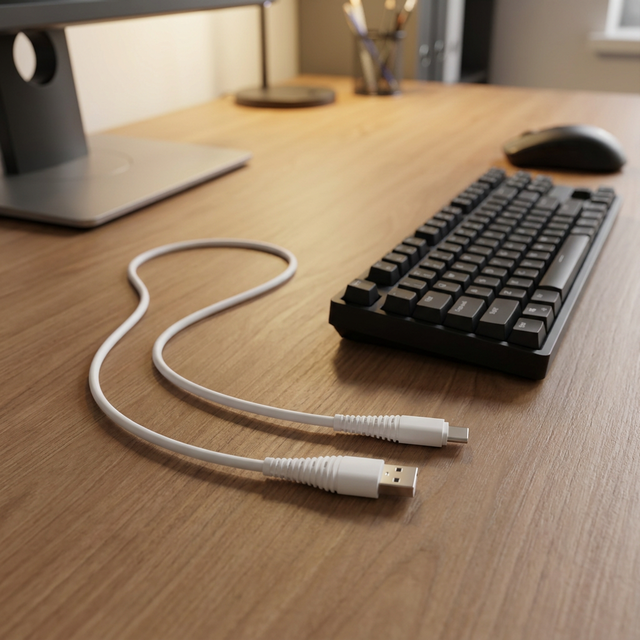2.4A PVC White Fast Charging Type-c Usb Cable Support 30W Max Type-c Data Cable