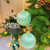Boules de Noël en plastique incassable, décorées de satin rayé, ornements de sapin de Noël faits à la main, décorations de mariage