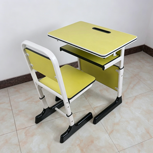 Ensemble bureau et chaise d'école réglables en hauteur, bureau d'élève avec tiroir de rangement, structure en acier, mobilier scolaire - Product Image 5