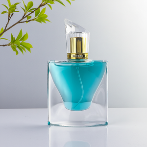 특별 디자인 고급 1.7온스(50ml) 플랫형 빈 향수병 유리, 두바이 스타일 캡 포함, 도매 유리병 공급업체 - Product Image 1