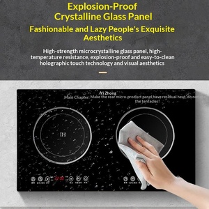 Cuisinière à <span class=keywords><strong>induction</strong></span> double foyer transfrontalière avec plaque intégrée, cuisinière en céramique haute puissance pour usage domestique - Product Image 2