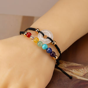 Bracelet <span class=keywords><strong>Feng</strong></span> <span class=keywords><strong>Shui</strong></span> Bracelet en agate de pierres précieuses naturelles Boucle Donut Chakra Pierre Perles Bracelet Bonne Fortune Richesse Amour Bijoux - Product Image 6