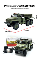 Voiture RC HOSHI 1/16 WPL B36-2 à six roues motrices, lanceur de fusées, tout-terrain, avec chargeur et câble USB pour enfants