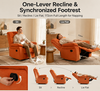 Canapé inclinable électrique VANBOW en tissu respirant orange avec repose-pieds extensible pour salon