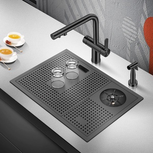 Évier de cuisine simple robuste et grand format en acier inoxydable 304, avec lave-tasses intégré à haute <span class=keywords><strong>pression</strong></span> et design Nano Step Bar, et <span class=keywords><strong>robinet</strong></span> - Product Image 1