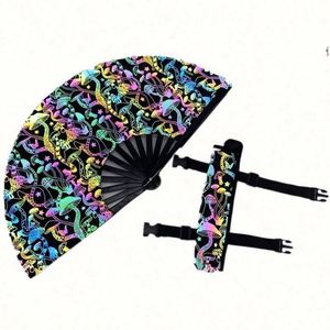 พัดพับสะท้อนแสง ลายดาวโฮโลแกรม พร้อมที่วางพัด มีสินค้าในสต็อก - Product Image 4