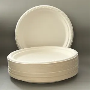 Piatti bianchi usa e getta compostabili del piatto di carta del partito di campeggio della fabbrica stoviglie ecologiche rotonde del ristorante