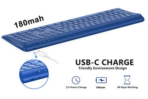คีย์บอร์ดไร้สายแบบ Ergonomic ขนาดเต็ม ดีไซน์โค้ง รองรับโหมดคู่ ชาร์จซ้ำได้ พร้อมแป้นตัวเลข เชื่อมต่อบลูทูธ - Product Image 4