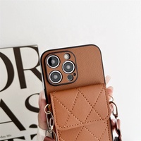 Étui de luxe pour téléphone avec porte-cartes et cordon réglable en bandoulière pour iPhone 17 16 Pro Max, coque anti-chute