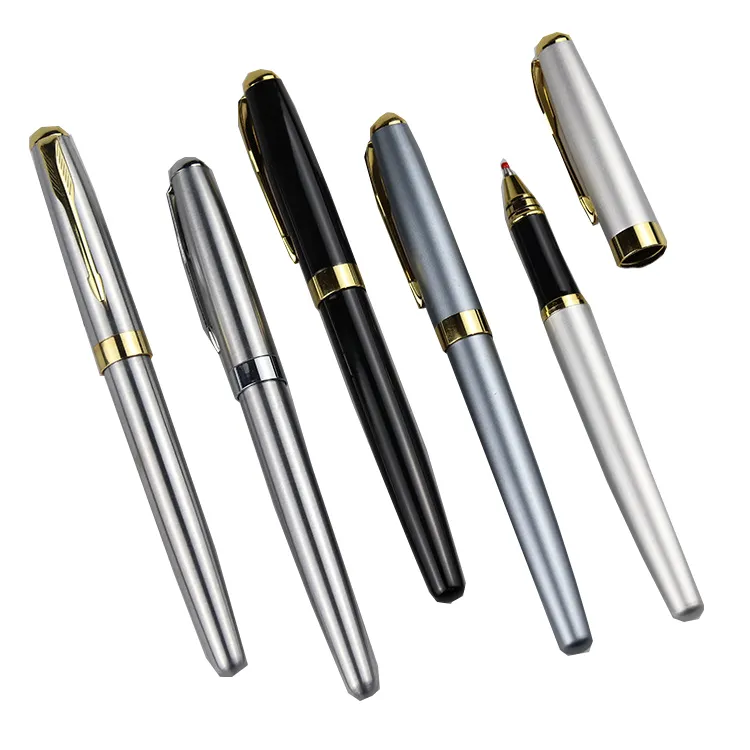 Üretici özel Logo jel mürekkep kalemi ağır Metal tükenmez tükenmez kalem hediye promosyon Roller kalem