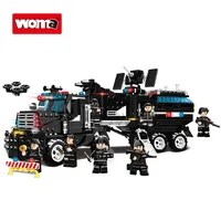 WOMA игрушки Детский развивающий городской Полицейский спецназ модель тяжелого военного грузовика набор маленьких строительных блоков Diy Кирпичи мини-фигурки