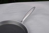 Poêle à pizza KSISE 26cm 28cm 30cm 32cm en acier inoxydable triple couche, design nid d'abeille, revêtement antiadhésif, écologique, poêle à frire américaine