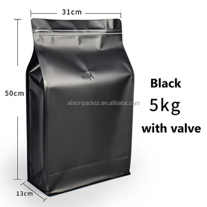 Sac d'emballage pour poudre de grains de café de 5 kg, <span class=keywords><strong>prix</strong></span> de gros, sac de café noir et blanc à fond plat avec valve, sacs de café de 10 lb - Product Image 5