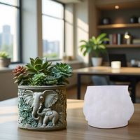 DUMO Éléphant Pot à bougie Moule en silicone pour la fabrication de gobelets en plâtre Moule en résine pour la décoration intérieure Cadeaux