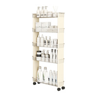 Carrito de Almacenamiento Rodante Delgado y Transparente de PET, Organizador de Baño Móvil con Ruedas para Espacios Estrechos, para Minoristas en Línea