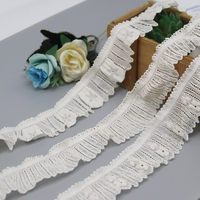 Dentelle plissée élastique française sur mesure en beige, design élégant et intemporel, artisanat de haute qualité
