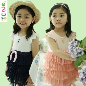 Robes d'été 2015 en dentelle à manches courtes pour filles, vente en gros - Product Image 1