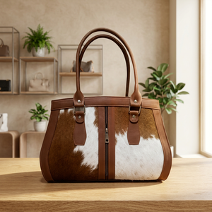 Bolso de Mano de Cuero con Diseño de Rayas Vintage para Mujer, Cierre de Cremallera, Ligero, Impermeable, 3L+, Correa para el Hombro, Gran Capacidad, para Bodas - Product Image 1