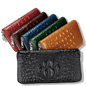 Wholesale Open Unisex Crocodile Pattern Anti-Theft Long Vintage Genuine Leather Clutch Bag with Phone Handbag and Wallet - Product Image 4