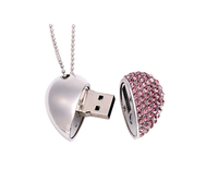 Memoria USB 2.0 con Forma de Corazón, Material de Cristal, Hermosa Memoria USB Personalizada con Diamantes, 8G 16G con Múltiples Capacidades