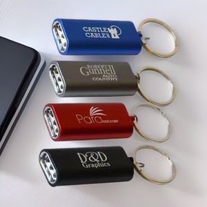 Mini lampe torche porte-clés en alliage d'aluminium à 3 LED avec logo pour le camping en plein air, la randonnée et l'usage quotidien - Product Image 1