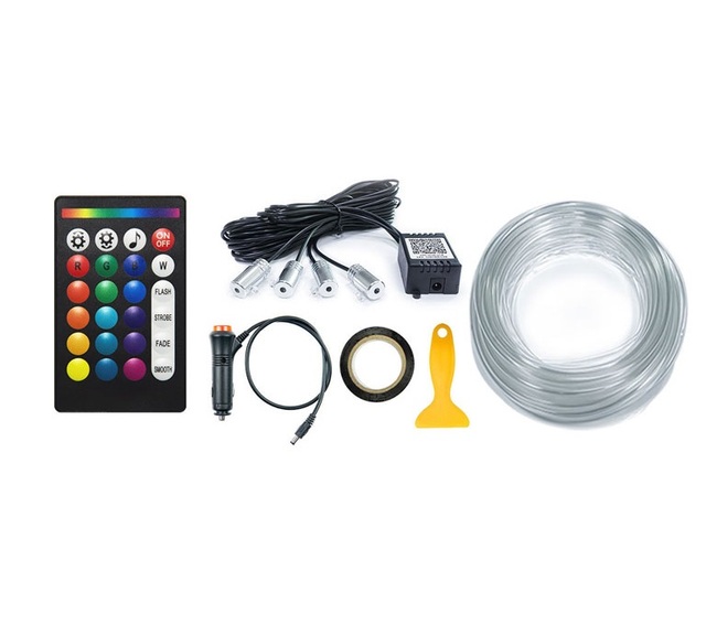 Car Interior LED Strip Light RGB Atmosphere Ambient Lighting Kit Fiber Optic LED Lights for Car Decoration