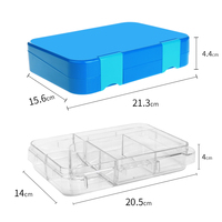 Boîte à lunch bento pour enfants, 1000 ml, 5 compartiments, grande taille, anti-fuite, anti-déversement, moulage par injection, rectangulaire, compatible micro-ondes