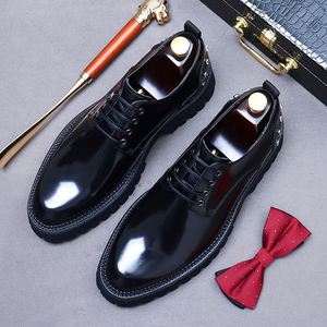 2025 Luxury Custom Men's Business Formal <b>Pointed</b> Leather Shoes-Thick Sole Genuine Leather Casual Wedding Lace-Up Breathable - Product Image 5