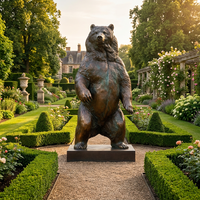 Sculpture d'ours en bronze puissante avec base ornée - Figurine d'animal classique de luxe en bronze pour grands intérieurs, sculpture d'ours en bronze
