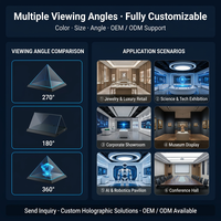 Kiosque interactif intelligent 3D grand format en forme de tube carré, vitrine transparente avec IA, lecteur de totem publicitaire numérique 4K pour événements d'entreprise