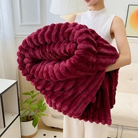 DDP corail polaire hiver couverture couleur unie couleur unie Jacquard 3D imprimé rayé peluche flanelle doux jette des couvertures