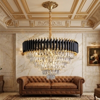 ENSEMBLE Personnalisé Rustique Métal Rond Grand Nordique Lustres De Luxe Hôtel Salon Pendentif Plafonnier Led Moderne Cristal