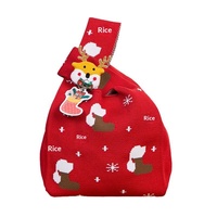 Sac fourre-tout de Noël en tricot pour femme, style festif automne/hiver, avec cordon de serrage, design sans bretelles, en polyester doux, petit format