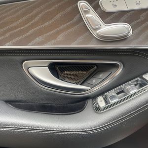 Cubierta para Manija de Puerta de Mercedes-Benz, Acero Inoxidable Plateado con Textura de Fibra de Carbono, Accesorio Interior - Product Image 3