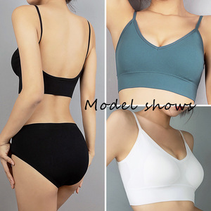 Ensemble soutien-gorge et culotte deux pièces pour femme, soutien-gorge push-up sans armatures, soutien-gorge de sport fin et sexy à bonnets triangulaires, culotte une pièce en crochet - Product Image 3