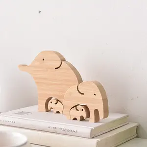 Artesanías de modelado de animales de madera de bambú, elefante, decoración Interior, montaje de Hotel, productos creativos de madera, venta al por mayor