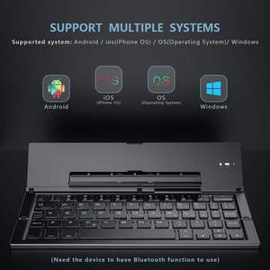 Clavier sans fil pliable ultra-fin en aluminium ABS à trois volets avec support pour téléphone - Product Image 6
