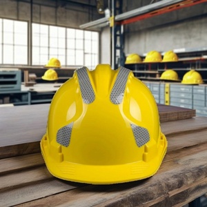 Casque de sécurité jaune de type V avec bandes réfléchissantes, sans fentes, suspension à 6 points, casque de sécurité pour la construction - Product Image 2