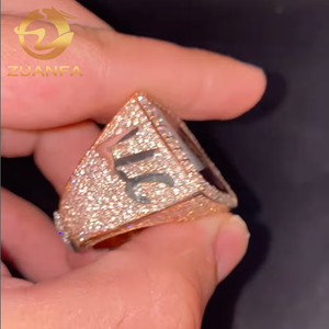 Anillo <span class=keywords><strong>Phtot</strong></span> Champion personalizado Moissanite Diamond Totalmente Moissanite Hombres Anillos 925 Plata con certificado GRA - Product Image 2