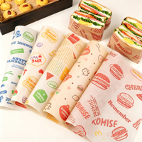 Kertas Pembungkus Sandwich Hamburger Anti Minyak Ramah Lingkungan Biodegradable Grosir, Desain Kustom Ukuran Roti