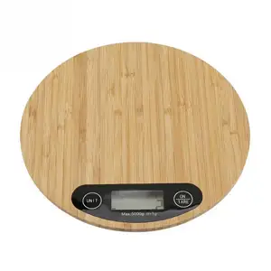 Digital Electronic Kitchen Scale Factory Supply Round Bamboo 5kg Digital Display LCD 5kg Scales Glass Tempered Glass Gramera 5kg