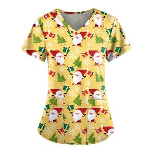 Hospital Printed Scrub Tops for <b>Women</b> Nurses Fashion Uniform Nurses <b>Dress</b> Uniform <b>Women</b> Scrub Medical Uniform - Product Image 1