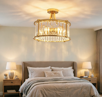 Plafonnier LED en cristal moderne pour salon, style européen, doré, rond, éclairage de chambre, décoration intérieure, 2 ans de garantie