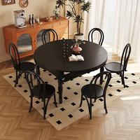 Ensemble de table et chaises pliantes en bois massif noir moderne, 6 places, design pliable et portable pour les petits espaces