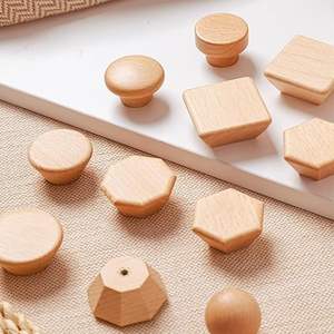 <b>Set</b> 6 Eco-Friendly 45mm Natural Wood Cabinet Knobs <b>Drawer</b> Pull Handle Screws Unfinished Home Decor for Kitchen Cupboard <b>Wardrobe</b> - Product Image 5
