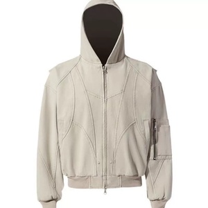 Veste en toile à fermeture éclair pour homme, style tendance de rue, longue et ample, automne - Product Image 3