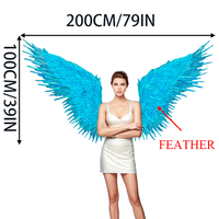 Usine personnalisée adulte grand costume bleu plume réaliste ailes d'ange