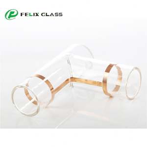 Tube en verre borosilicate 3.3 transparent fait main, forme incurvée personnalisée avec feuille d'or, écologique pour usage intérieur - Product Image 1