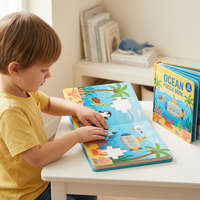 Livre de puzzle pour enfants personnalisé avec couverture brillante aux coins arrondis, thème marin et océanique, impression couleur intégrale